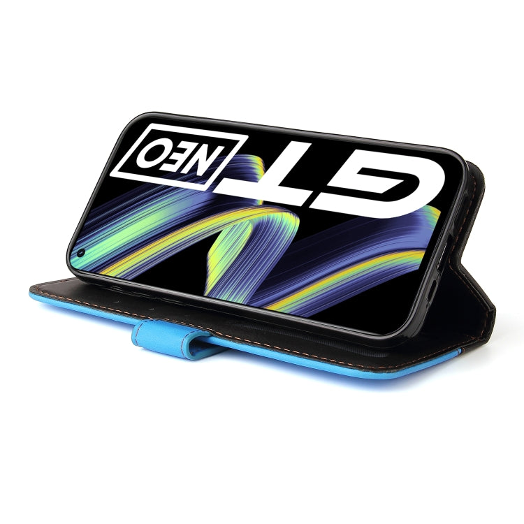 For OPPO Realme GT 5G Business Stitching-Color Horizontal Flip PU Leather Case with Holder & Card Slots & Photo Frame