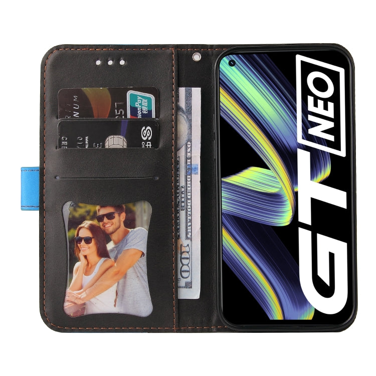 For OPPO Realme GT 5G Business Stitching-Color Horizontal Flip PU Leather Case with Holder & Card Slots & Photo Frame