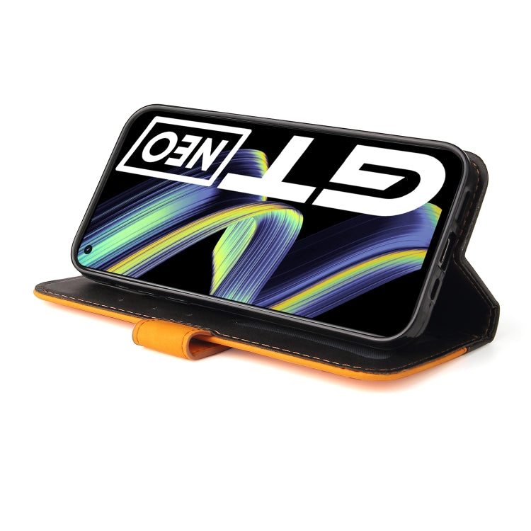 For OPPO Realme GT 5G Business Stitching-Color Horizontal Flip PU Leather Case with Holder & Card Slots & Photo Frame