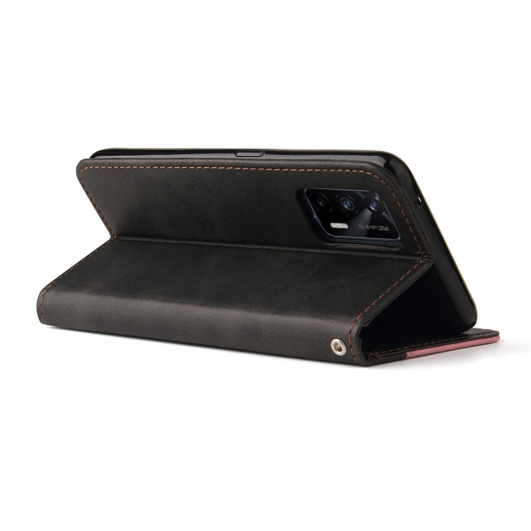 For OPPO Realme GT 5G Business Stitching-Color Horizontal Flip PU Leather Case with Holder & Card Slots & Photo Frame