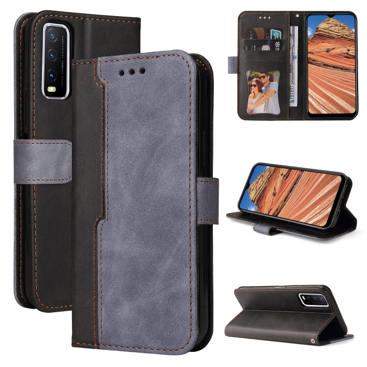 For vivo Y20 / Y20i / Y20s / Y12s / Y30 China Business Stitching-Color Horizontal Flip PU Leather Case with Holder & Card Slots & Photo Frame