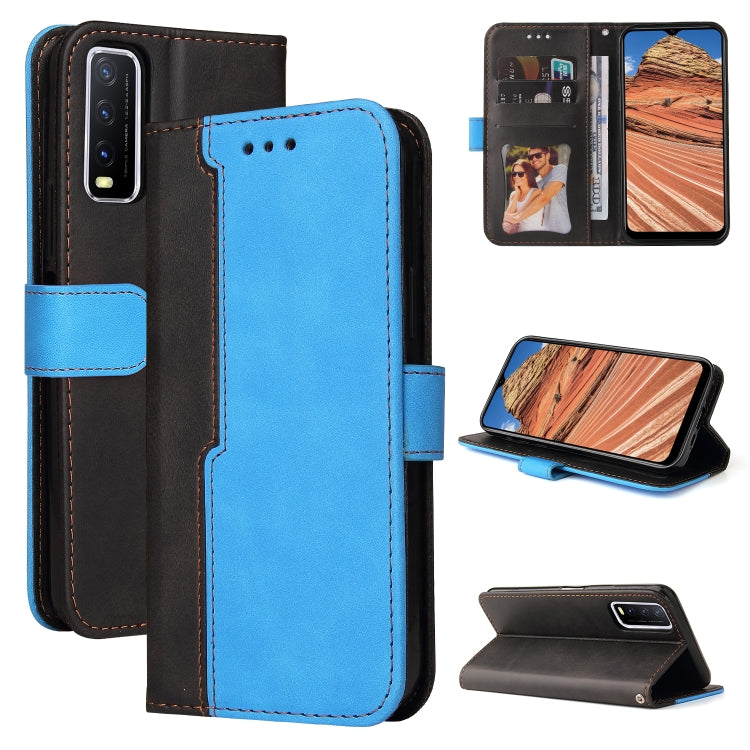 For vivo Y20 / Y20i / Y20s / Y12s / Y30 China Business Stitching-Color Horizontal Flip PU Leather Case with Holder & Card Slots & Photo Frame
