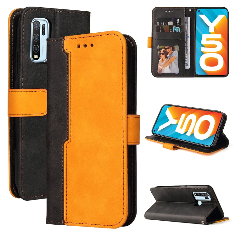 For vivo Y50 / Y30 Global Business Stitching-Color Horizontal Flip PU Leather Case with Holder & Card Slots & Photo Frame