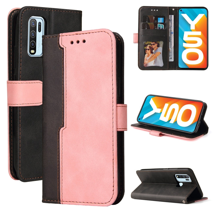 For vivo Y50 / Y30 Global Business Stitching-Color Horizontal Flip PU Leather Case with Holder & Card Slots & Photo Frame
