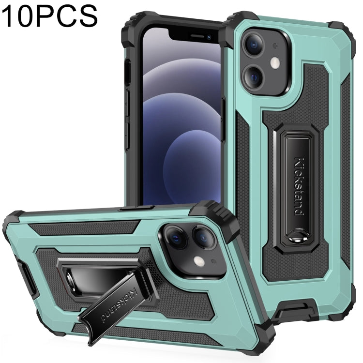 For iPhone 12 mini 10 PCS Knight Jazz PC+TPU Shockproof Protective Case with Foldable Holder