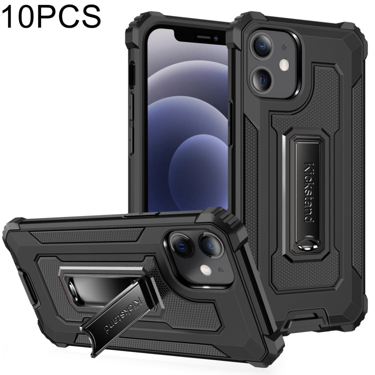 For iPhone 12 mini 10 PCS Knight Jazz PC+TPU Shockproof Protective Case with Foldable Holder
