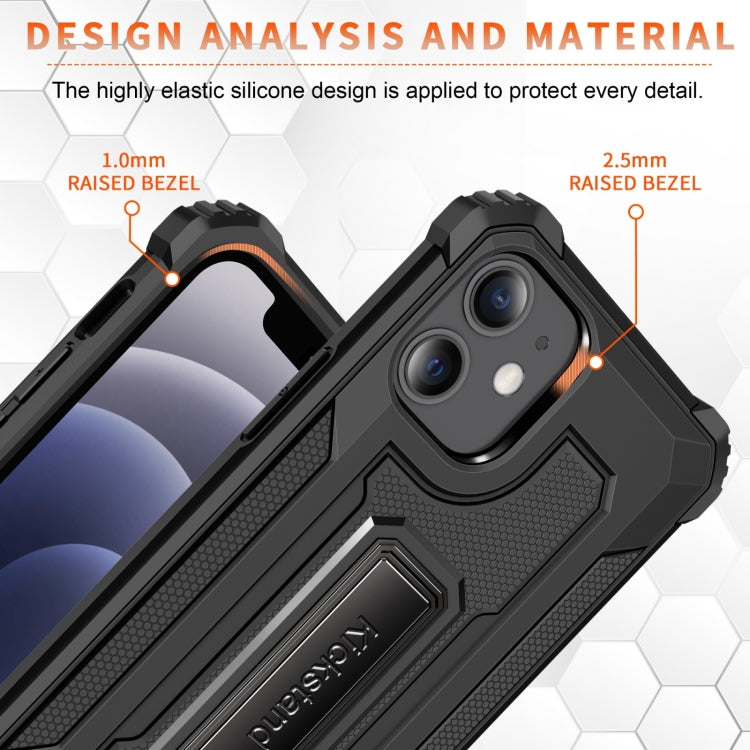 For iPhone 12 mini 10 PCS Knight Jazz PC+TPU Shockproof Protective Case with Foldable Holder