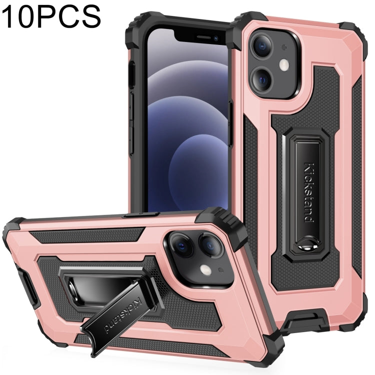 For iPhone 12 mini 10 PCS Knight Jazz PC+TPU Shockproof Protective Case with Foldable Holder