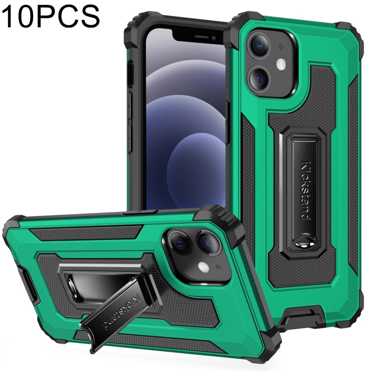 For iPhone 12 mini 10 PCS Knight Jazz PC+TPU Shockproof Protective Case with Foldable Holder