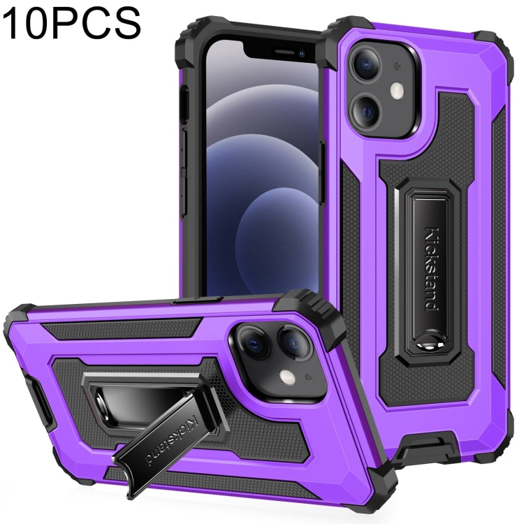 For iPhone 12 mini 10 PCS Knight Jazz PC+TPU Shockproof Protective Case with Foldable Holder