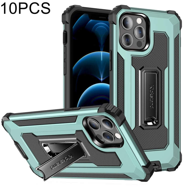 For iPhone 12 / 12 Pro 10pcs Knight Jazz PC+TPU Shockproof Protective Case with Foldable Holder