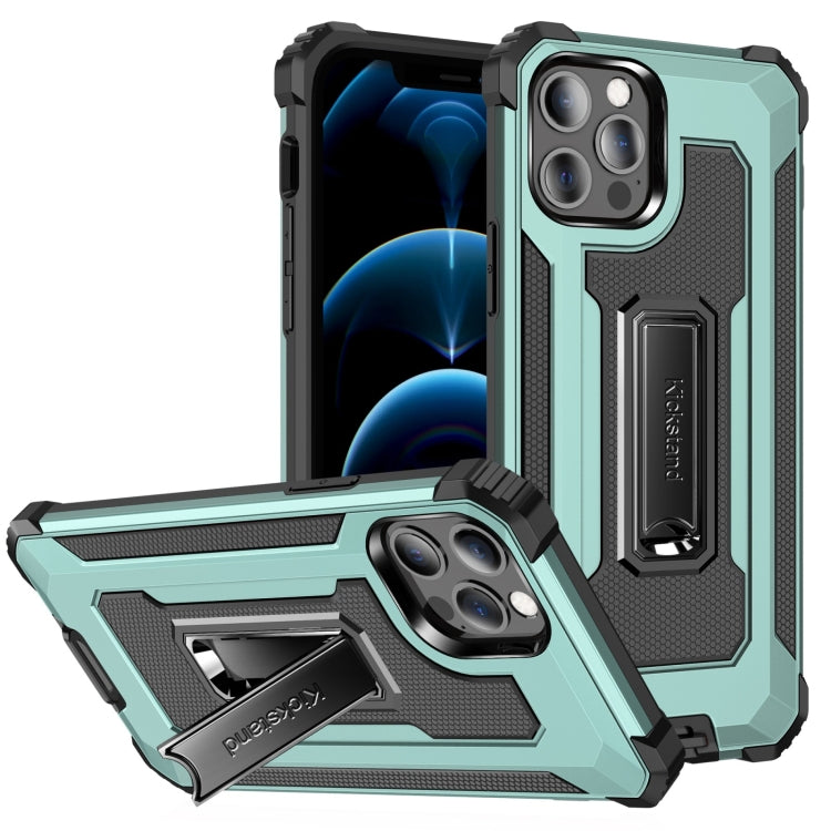 For iPhone 12 / 12 Pro 10pcs Knight Jazz PC+TPU Shockproof Protective Case with Foldable Holder