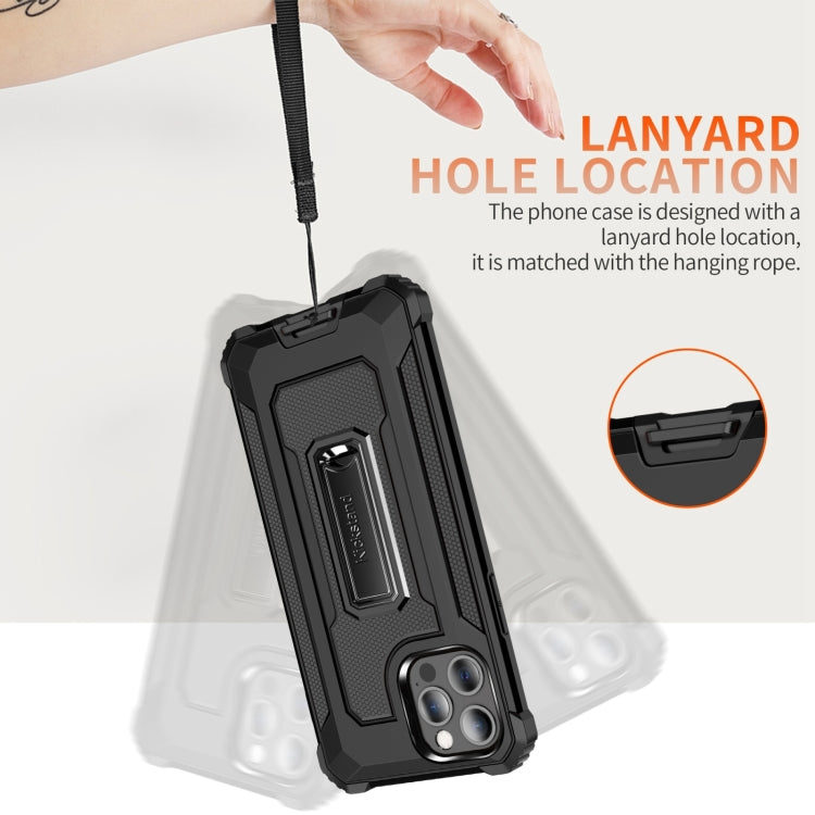 For iPhone 12 / 12 Pro 10pcs Knight Jazz PC+TPU Shockproof Protective Case with Foldable Holder