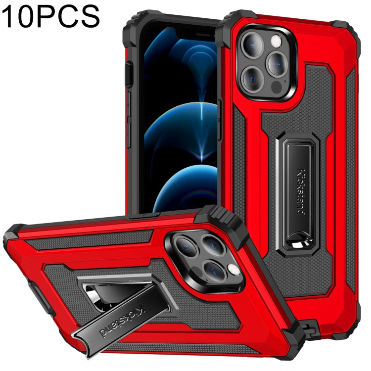 For iPhone 12 / 12 Pro 10pcs Knight Jazz PC+TPU Shockproof Protective Case with Foldable Holder