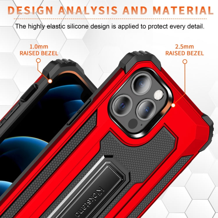 For iPhone 12 / 12 Pro 10pcs Knight Jazz PC+TPU Shockproof Protective Case with Foldable Holder
