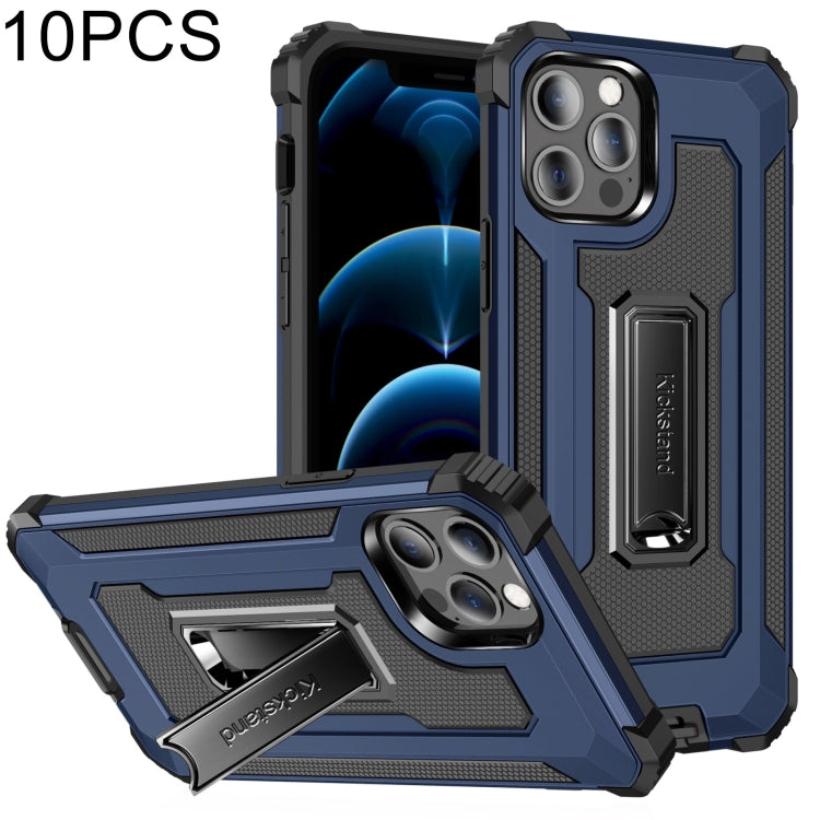 For iPhone 12 / 12 Pro 10pcs Knight Jazz PC+TPU Shockproof Protective Case with Foldable Holder