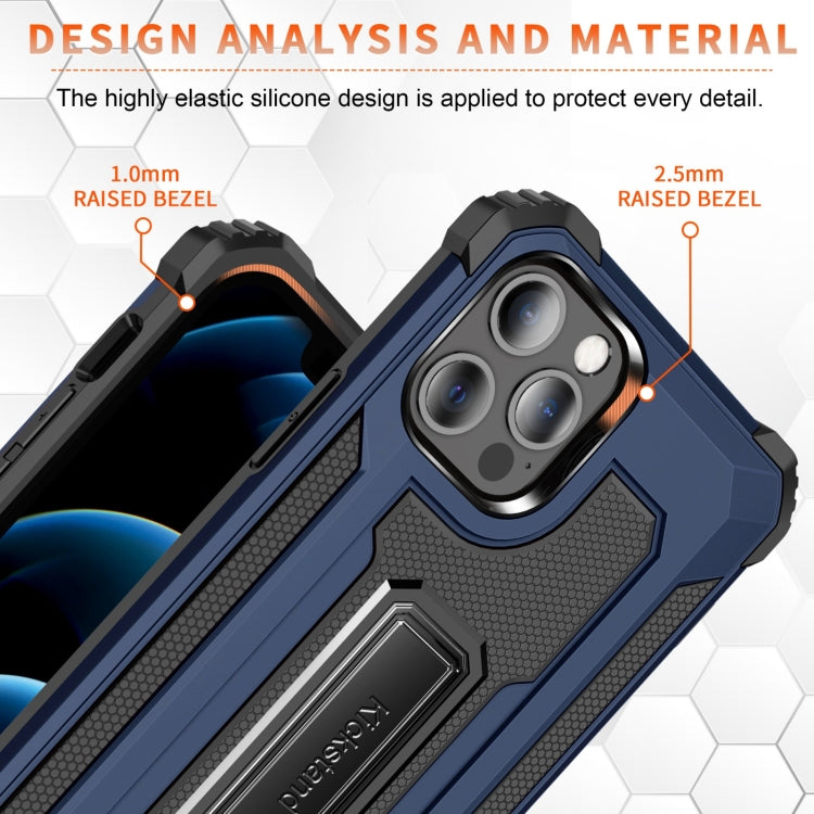 For iPhone 12 / 12 Pro 10pcs Knight Jazz PC+TPU Shockproof Protective Case with Foldable Holder