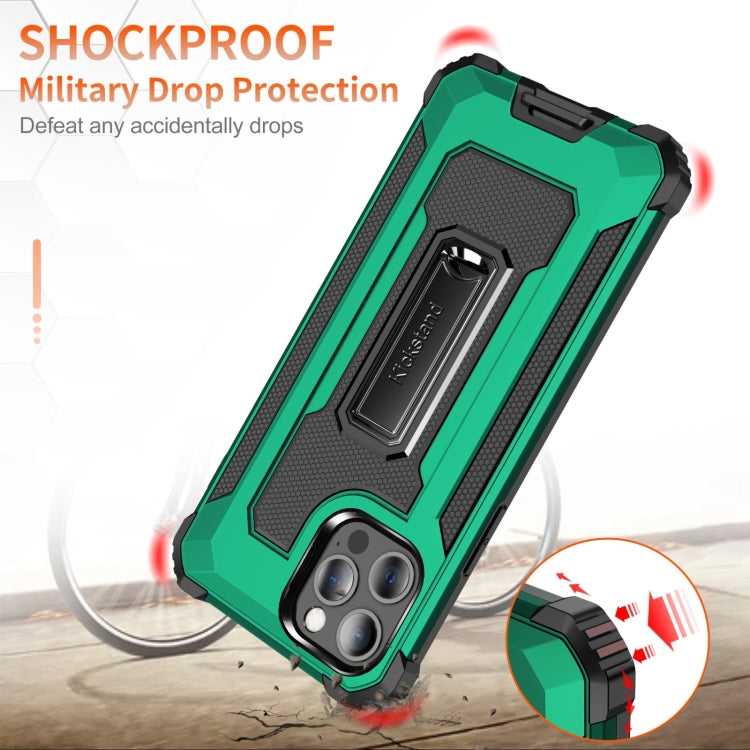 For iPhone 12 / 12 Pro 10pcs Knight Jazz PC+TPU Shockproof Protective Case with Foldable Holder