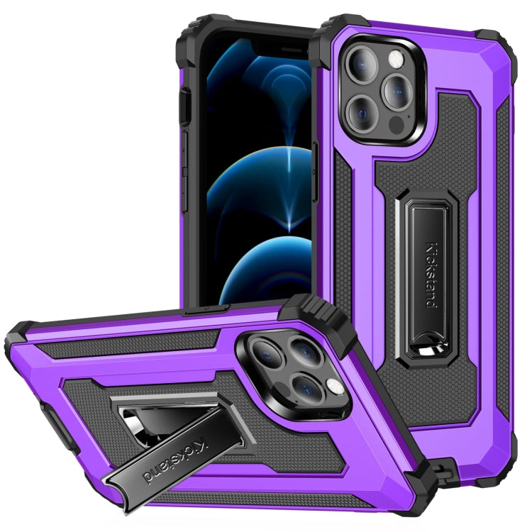 For iPhone 12 / 12 Pro 10pcs Knight Jazz PC+TPU Shockproof Protective Case with Foldable Holder