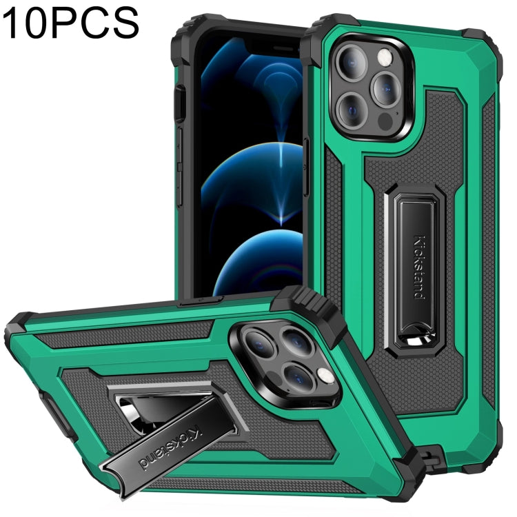 For iPhone 12 Pro Max 10 PCS Knight Jazz PC+TPU Shockproof Protective Case with Foldable Holder