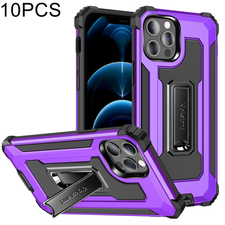For iPhone 12 Pro Max 10 PCS Knight Jazz PC+TPU Shockproof Protective Case with Foldable Holder