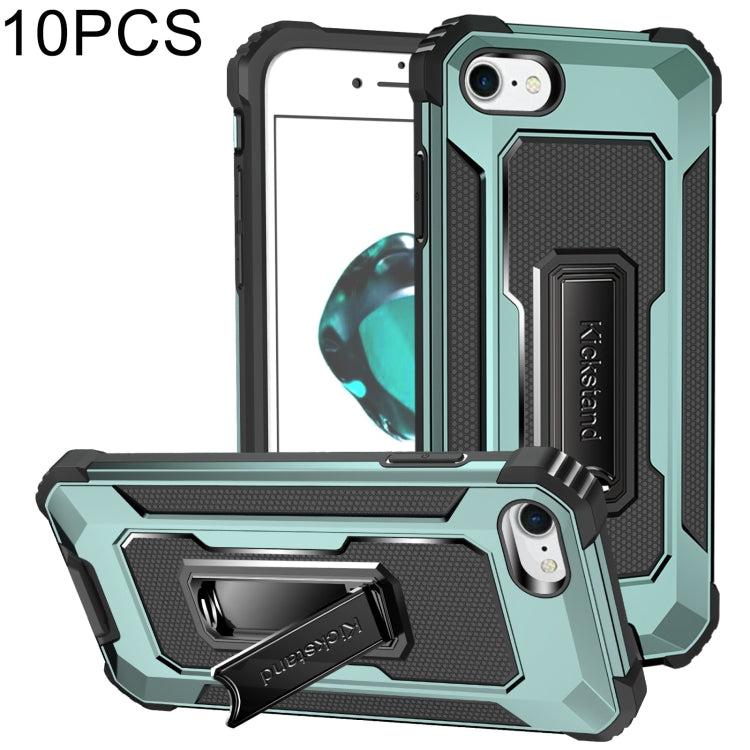 For iPhone SE 2022 / SE 2020 / 8 / 7 10 PCS Knight Jazz PC+TPU Shockproof Protective Case with Foldable Holder