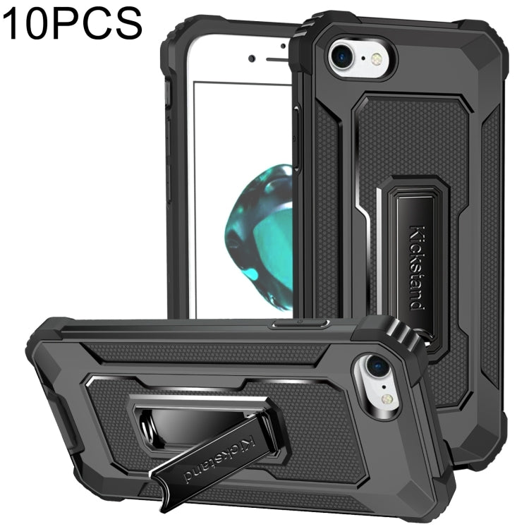 For iPhone SE 2022 / SE 2020 / 8 / 7 10 PCS Knight Jazz PC+TPU Shockproof Protective Case with Foldable Holder