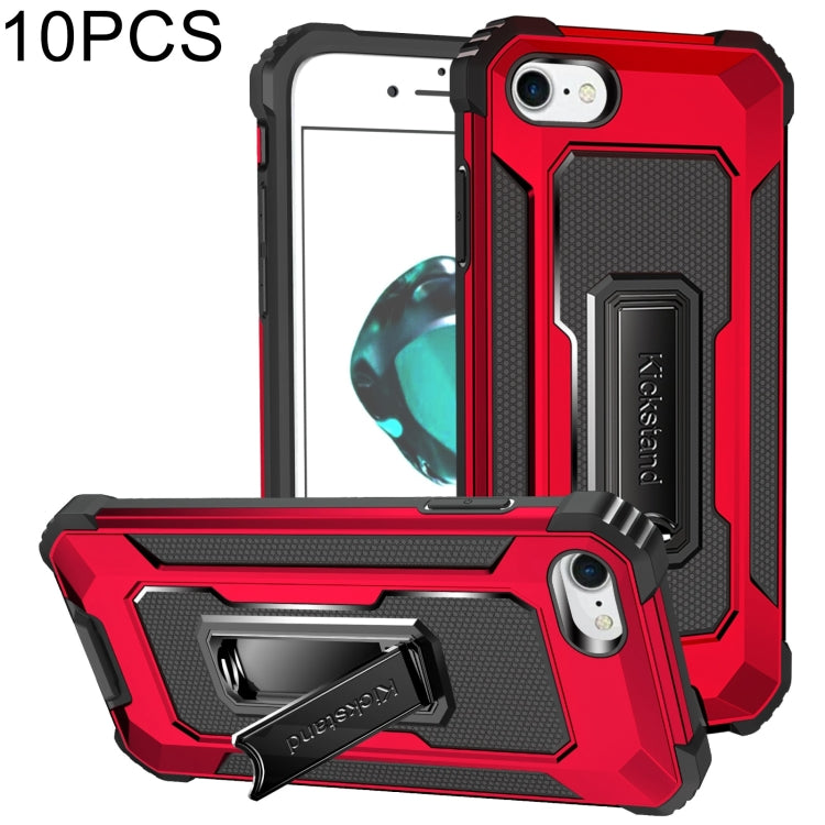 For iPhone SE 2022 / SE 2020 / 8 / 7 10 PCS Knight Jazz PC+TPU Shockproof Protective Case with Foldable Holder