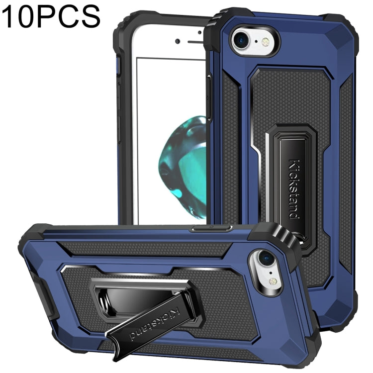 For iPhone SE 2022 / SE 2020 / 8 / 7 10 PCS Knight Jazz PC+TPU Shockproof Protective Case with Foldable Holder