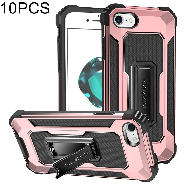 For iPhone SE 2022 / SE 2020 / 8 / 7 10 PCS Knight Jazz PC+TPU Shockproof Protective Case with Foldable Holder