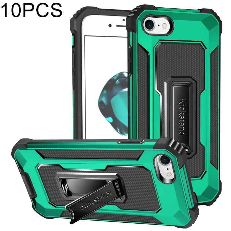 For iPhone SE 2022 / SE 2020 / 8 / 7 10 PCS Knight Jazz PC+TPU Shockproof Protective Case with Foldable Holder