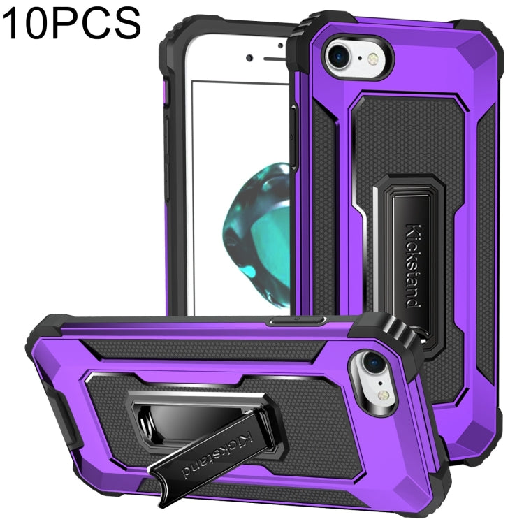 For iPhone SE 2022 / SE 2020 / 8 / 7 10 PCS Knight Jazz PC+TPU Shockproof Protective Case with Foldable Holder