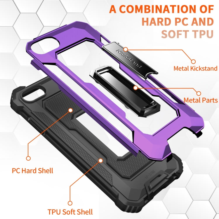 For iPhone SE 2022 / SE 2020 / 8 / 7 10 PCS Knight Jazz PC+TPU Shockproof Protective Case with Foldable Holder
