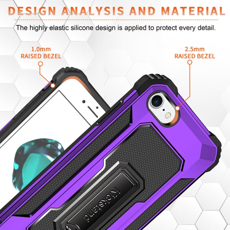 For iPhone SE 2022 / SE 2020 / 8 / 7 10 PCS Knight Jazz PC+TPU Shockproof Protective Case with Foldable Holder