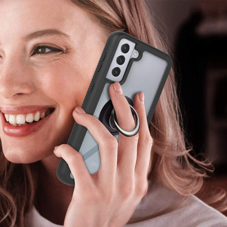 For Samsung Galaxy S21 5G Starry Sky Solid Color Series Shockproof PC + TPU Protective Case with Ring Holder & Magnetic Function