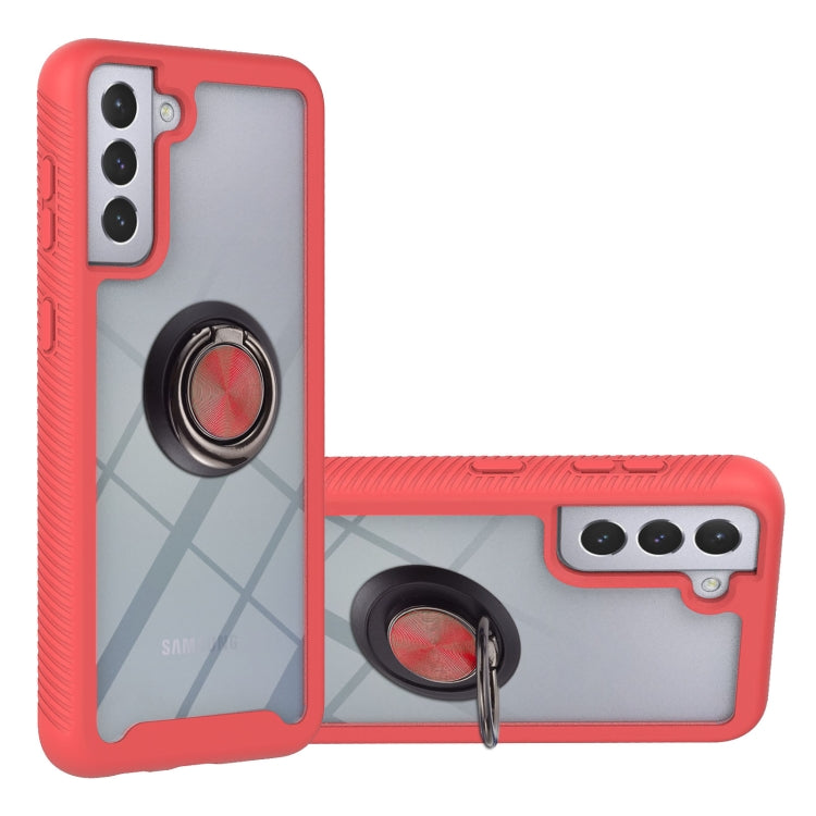 For Samsung Galaxy S21 5G Starry Sky Solid Color Series Shockproof PC + TPU Protective Case with Ring Holder & Magnetic Function