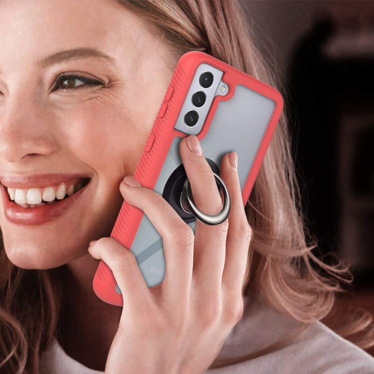 For Samsung Galaxy S21 5G Starry Sky Solid Color Series Shockproof PC + TPU Protective Case with Ring Holder & Magnetic Function