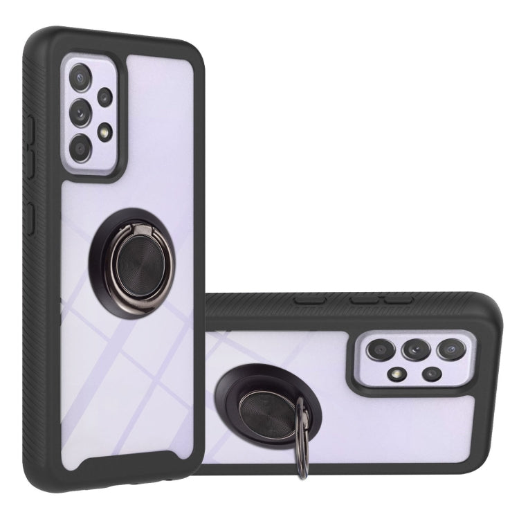 For Samsung Galaxy A52 5G / 4G Starry Sky Solid Color Series Shockproof PC + TPU Protective Case with Ring Holder & Magnetic Function