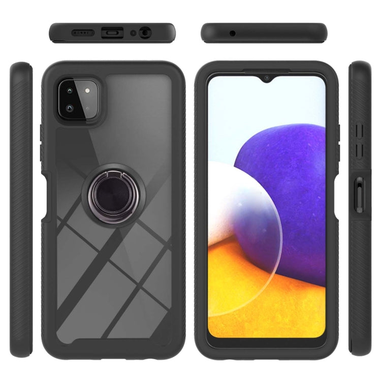 For Samsung Galaxy A22 5G Starry Sky Solid Color Series Shockproof PC + TPU Protective Case with Ring Holder & Magnetic Function