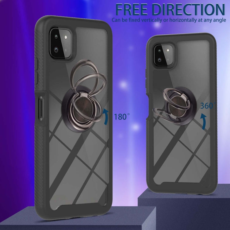 For Samsung Galaxy A22 5G Starry Sky Solid Color Series Shockproof PC + TPU Protective Case with Ring Holder & Magnetic Function