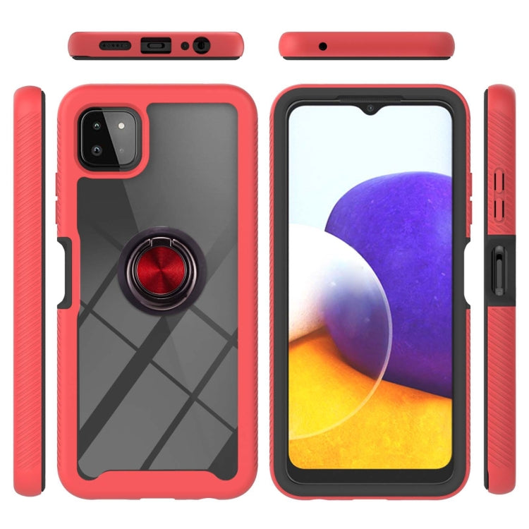 For Samsung Galaxy A22 5G Starry Sky Solid Color Series Shockproof PC + TPU Protective Case with Ring Holder & Magnetic Function