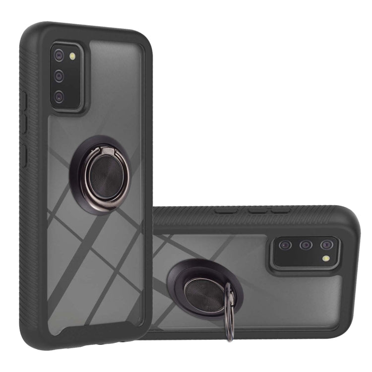For Samsung Galaxy A02s EU Version Starry Sky Solid Color Series Shockproof PC + TPU Protective Case with Ring Holder & Magnetic Function