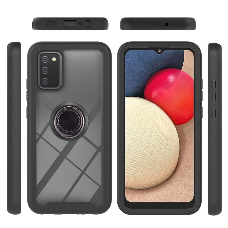 For Samsung Galaxy A02s EU Version Starry Sky Solid Color Series Shockproof PC + TPU Protective Case with Ring Holder & Magnetic Function