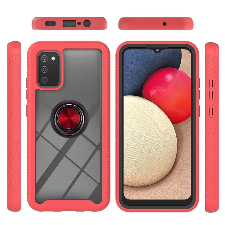 For Samsung Galaxy A02s EU Version Starry Sky Solid Color Series Shockproof PC + TPU Protective Case with Ring Holder & Magnetic Function