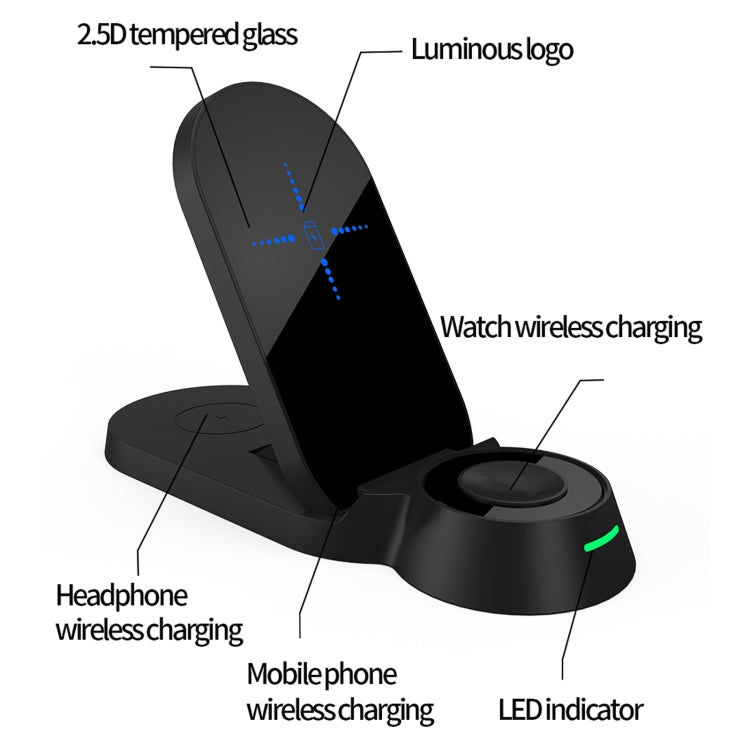 H22 3 In 1 Multi-function Foldable Smart Wireless Charger for Smart Phones & iWatches & AirPods