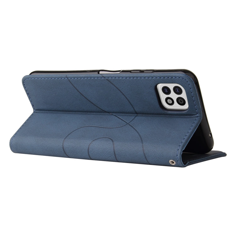 For Samsung Galaxy A22 5G Dual-color Splicing Horizontal Flip PU Leather Case with Holder & Card Slots & Wallet