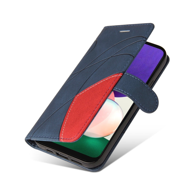 For Samsung Galaxy A22 5G Dual-color Splicing Horizontal Flip PU Leather Case with Holder & Card Slots & Wallet