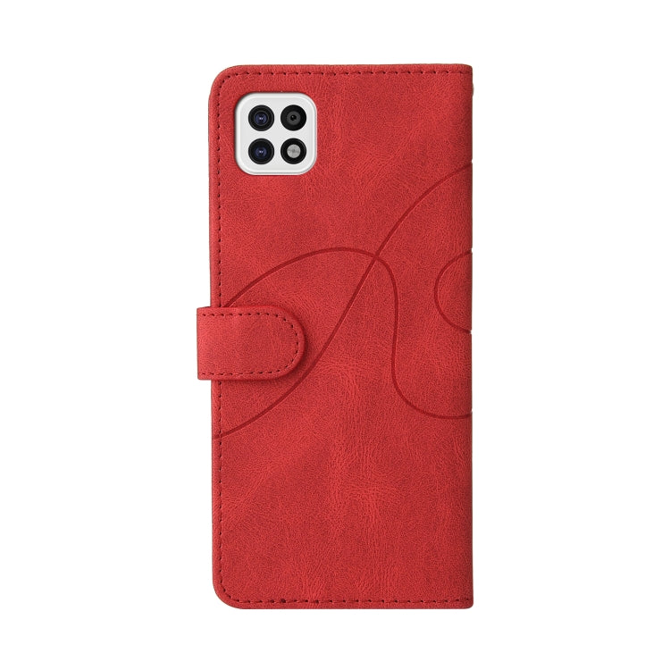 For Samsung Galaxy A22 5G Dual-color Splicing Horizontal Flip PU Leather Case with Holder & Card Slots & Wallet