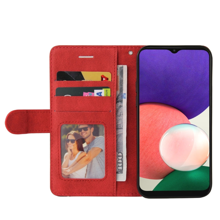 For Samsung Galaxy A22 5G Dual-color Splicing Horizontal Flip PU Leather Case with Holder & Card Slots & Wallet