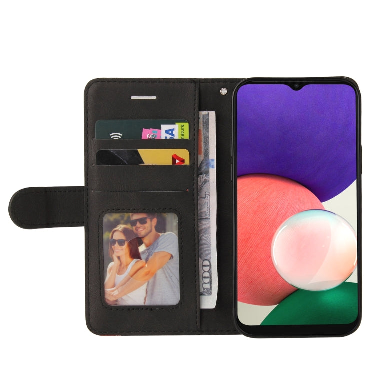 For Samsung Galaxy A22 5G Dual-color Splicing Horizontal Flip PU Leather Case with Holder & Card Slots & Wallet